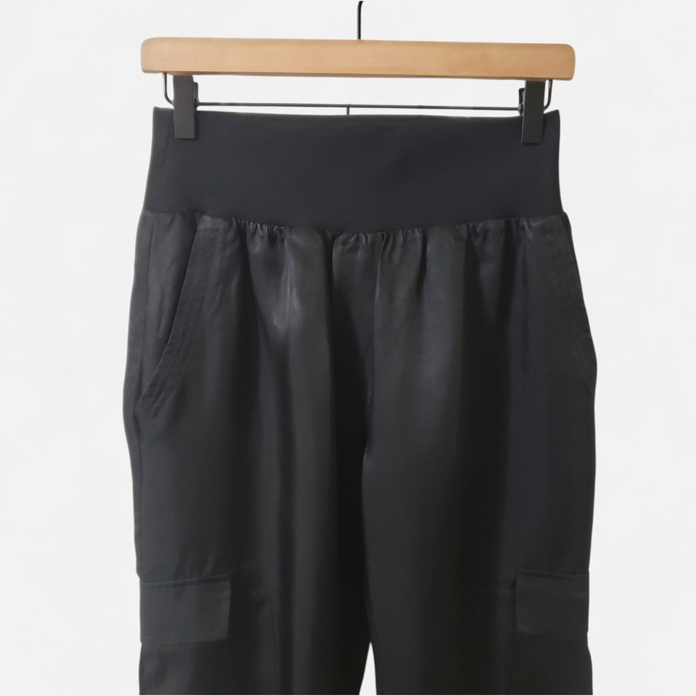 Cinq a Sept Giles Cargo Jogger Pants Black Cupro Womens Size Small - Picture 2 of 11